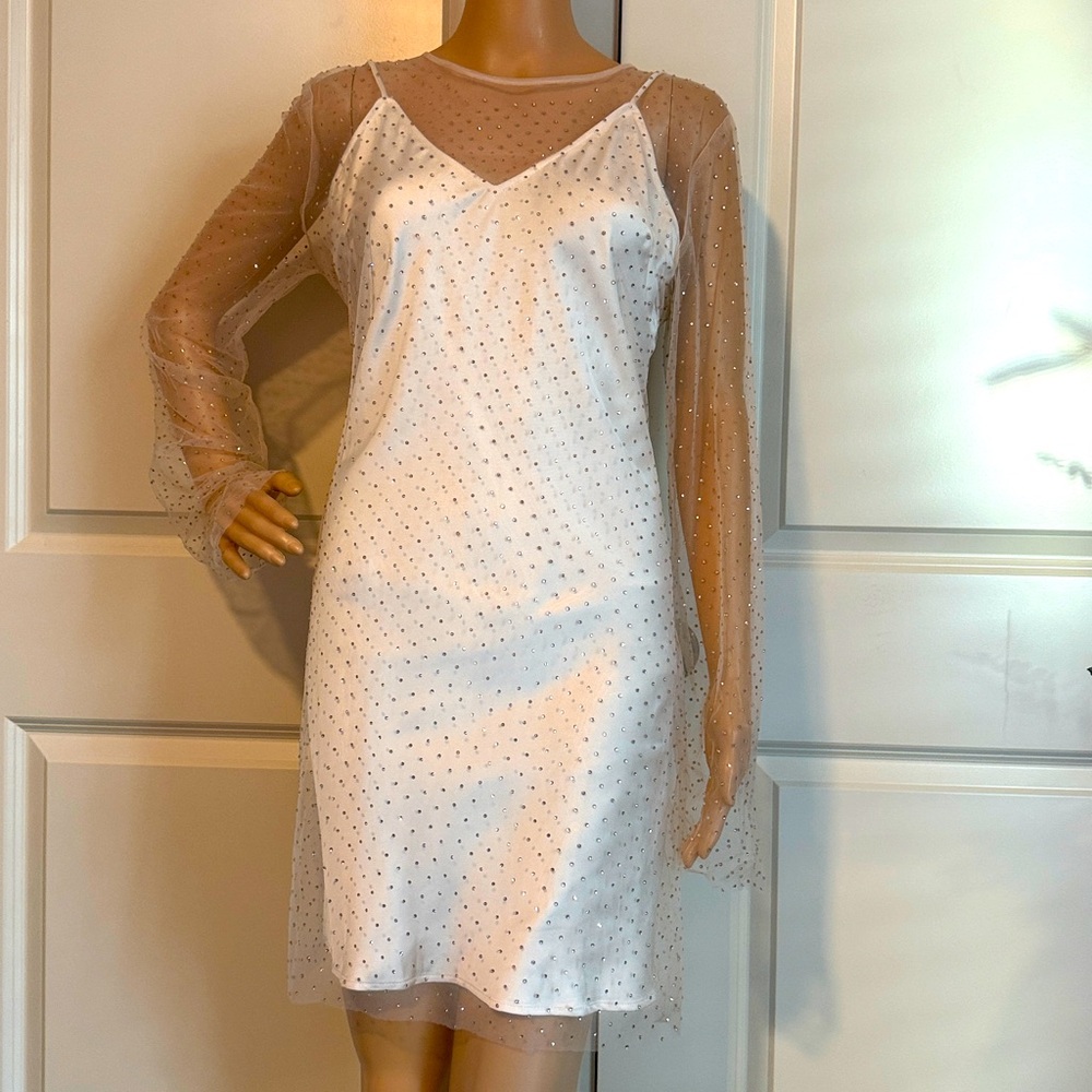 New Zara Gold Rhinestone Mini Dress - Picture 13 of 16